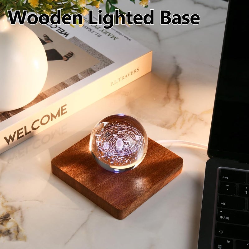 IFOLAINA LED Wood Light Base for Crystal Glass Art Crystal Sphere Holder Wooden Lamp Stand Base Multicolor Changing Square Lighted Base Pedestal for Resin Art Acrylic - Image 2